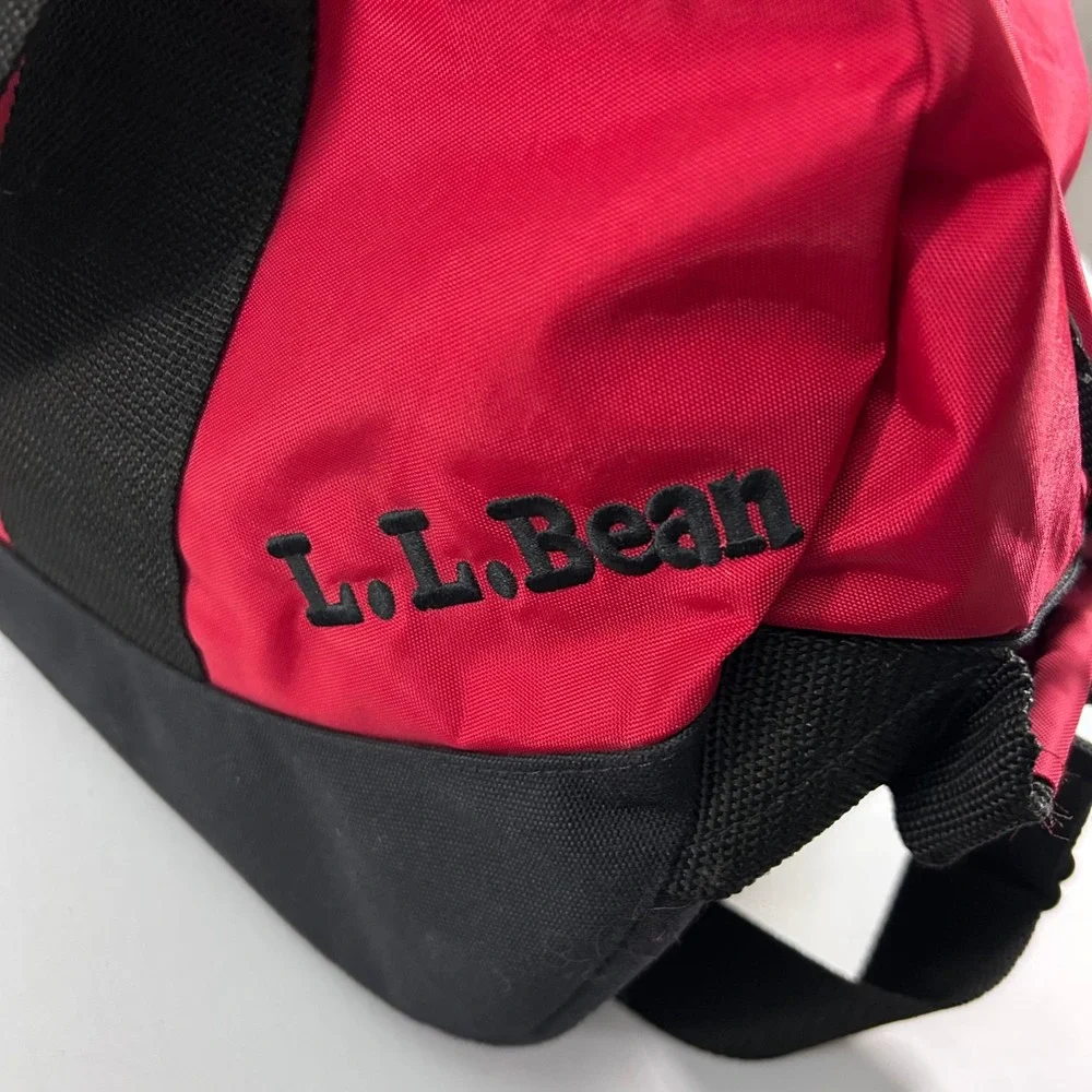 Vintage LL Bean Rolling Duffle Bag Red Black Wheeled Travel Luggage Medium